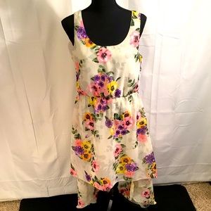 Floral Cream Color CottageCore/FairyCore Dress-Size Large w/Gloves & Tin